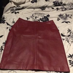 Red leather skirt